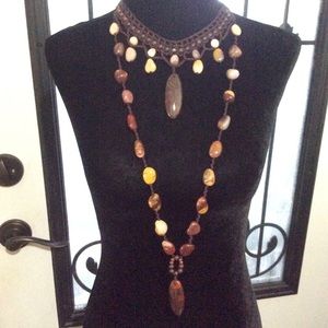 NWOT crocheted Mookaite and Tiger’s Eye necklace